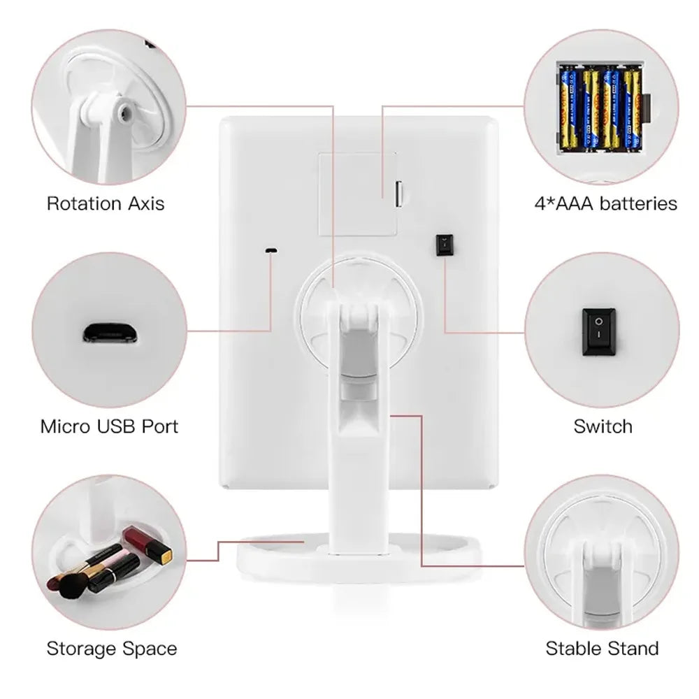 EllaMirror™ – Espejo LED de Maquillaje con Control Táctil