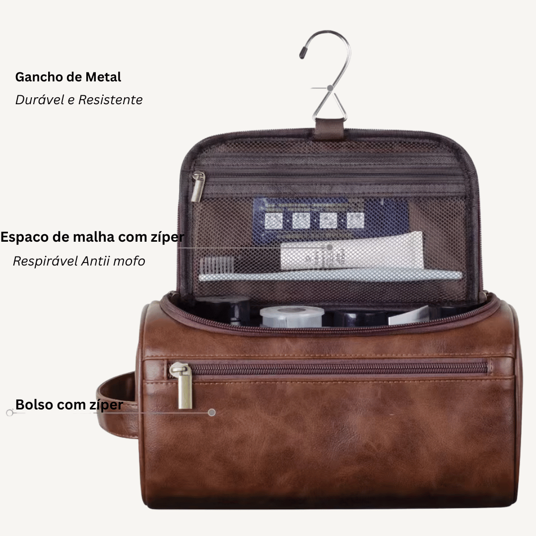 TravelEase™ – Neceser de Viaje con Organizador Interno y Gancho